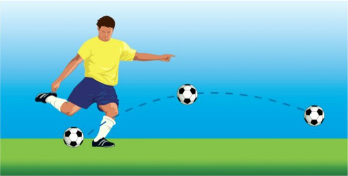 Jogador de futebol chuta a bola